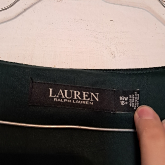 Ralph Lauren Women Dark Fern Green Velvet V Neck Knee Length Dress Size 16W - Picture 7 of 10